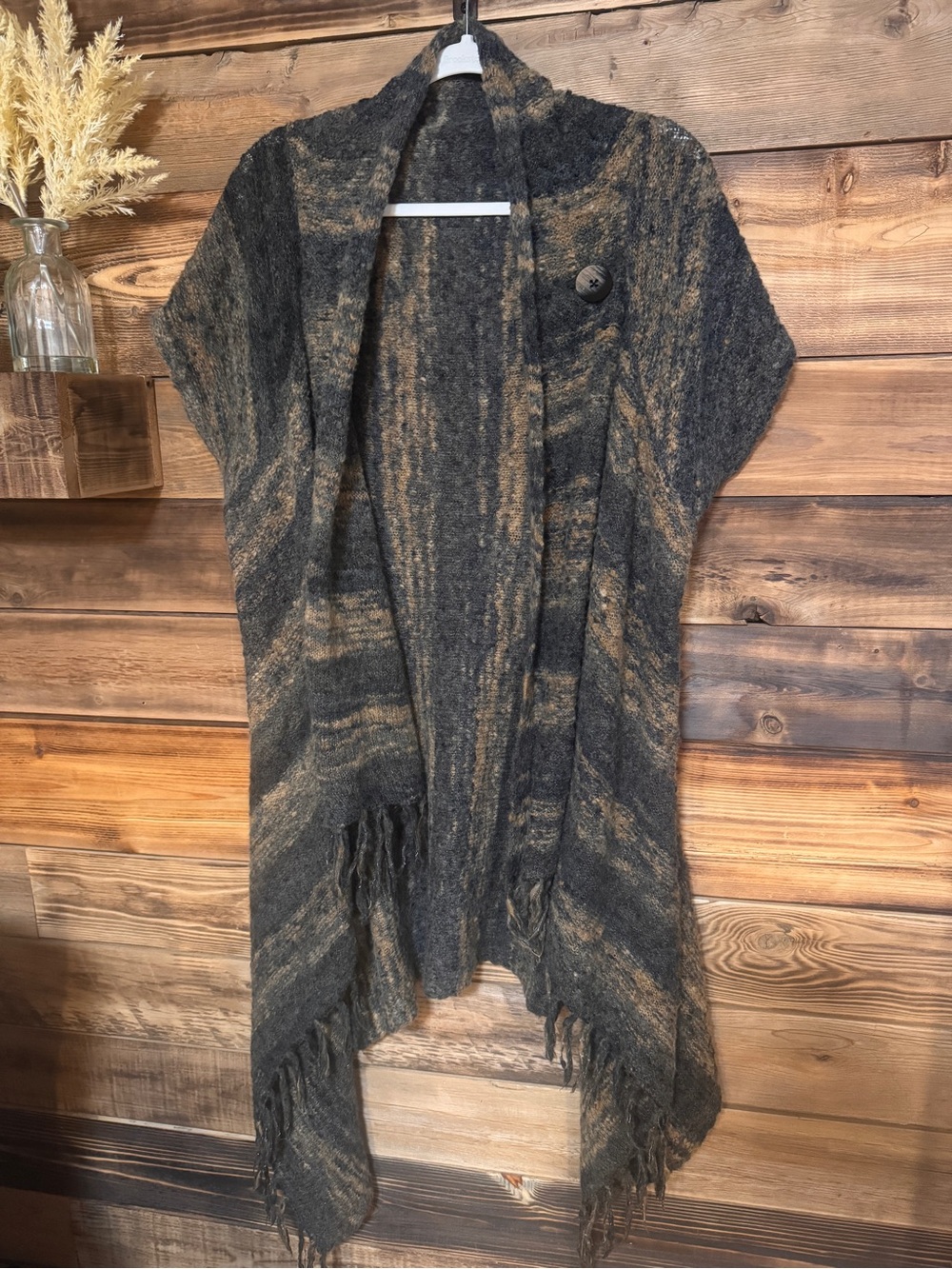 Tarnish One Size Fits Small - XL | Boho Fringe Poncho Cardigan Vest
